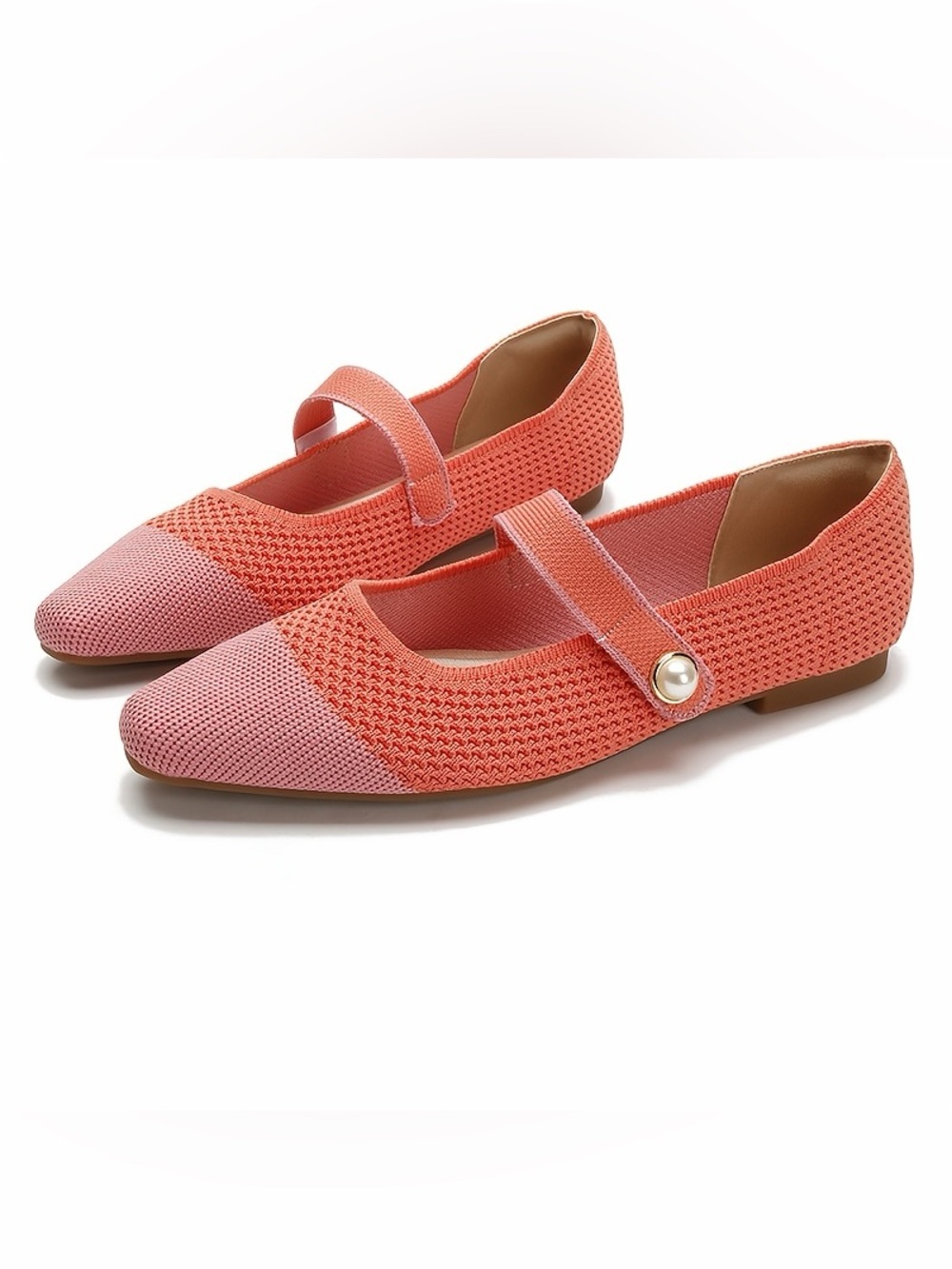 SHEIN two-tone mesh Mary Jane pink toe cap and a vibrant orange body. NWT